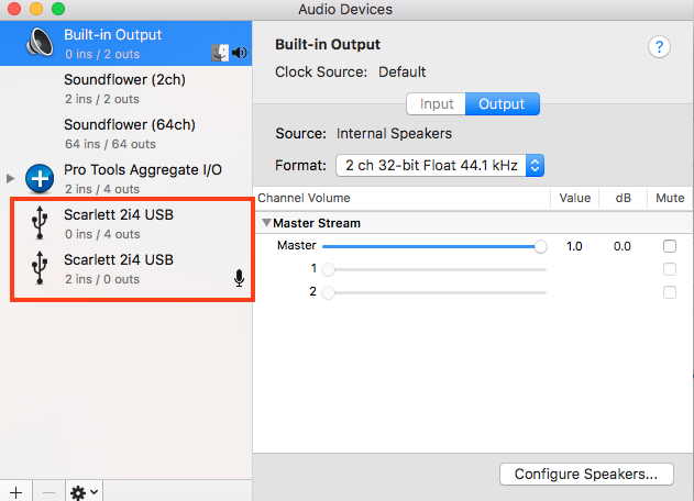 focusrite scarlett 2i2 mac problems