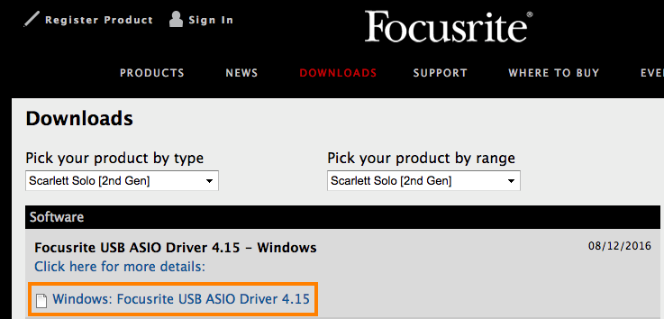 setting up focusrite software windows