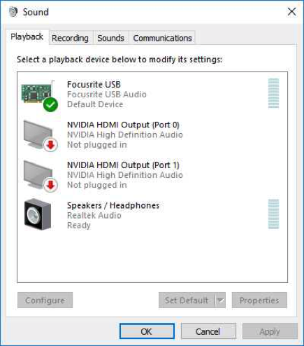 failed to open audio device focusrite usb asio