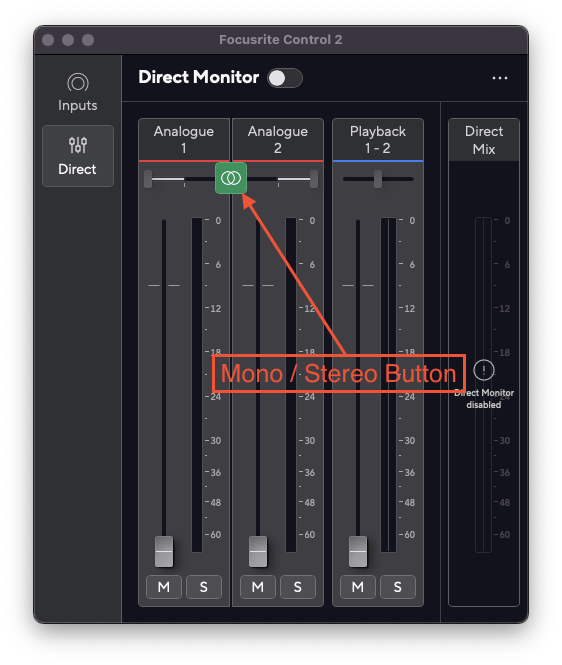 Using the Direct Mixer in Focusrite Control 2 Focusrite