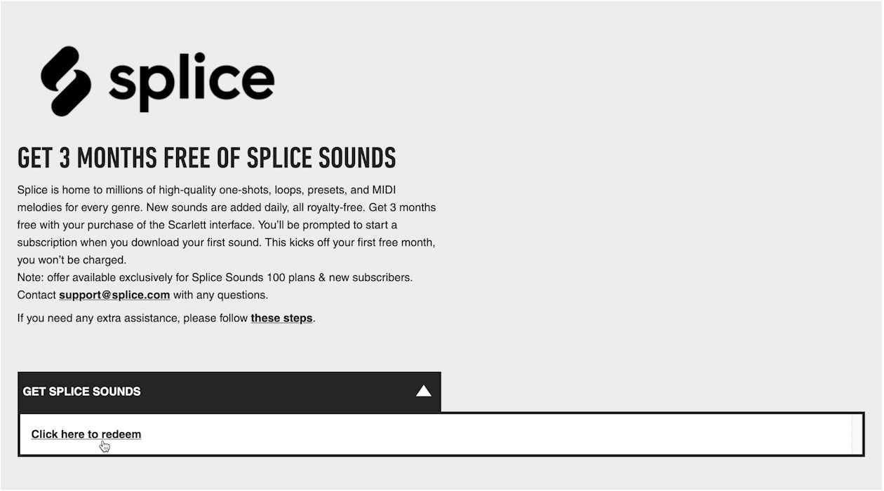 3 か月の Splice Sounds トライアルをアクティブ化する – Focusrite