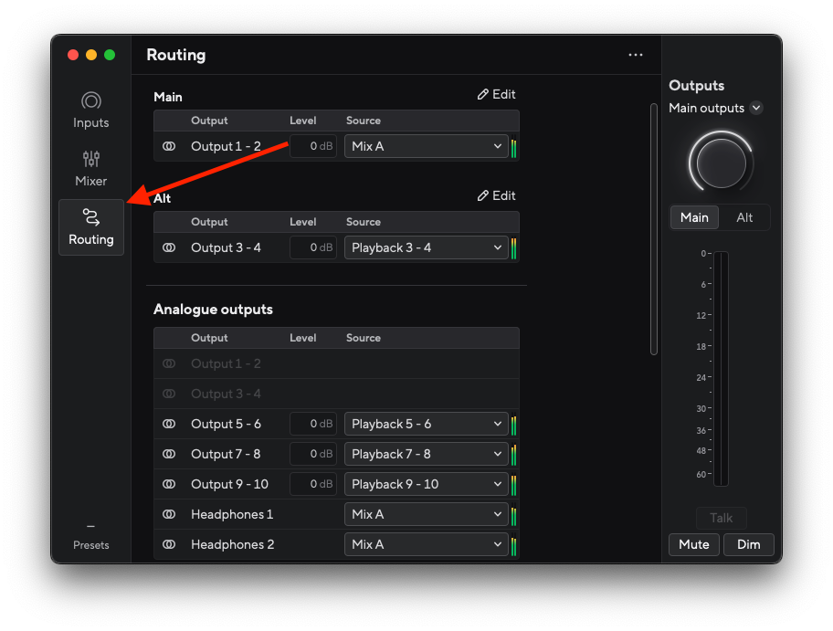 Routing Tab Screenshot
