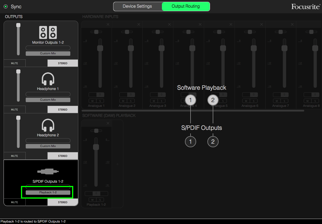 saffire mixcontrol output to computer speakers