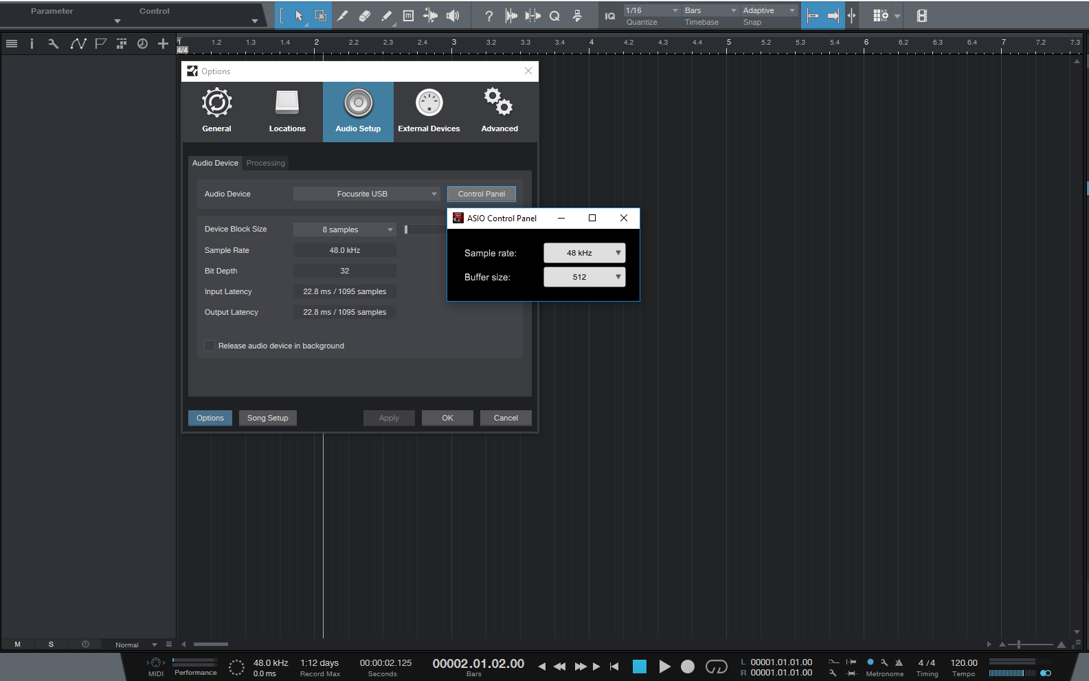 focusrite usb asio no sound