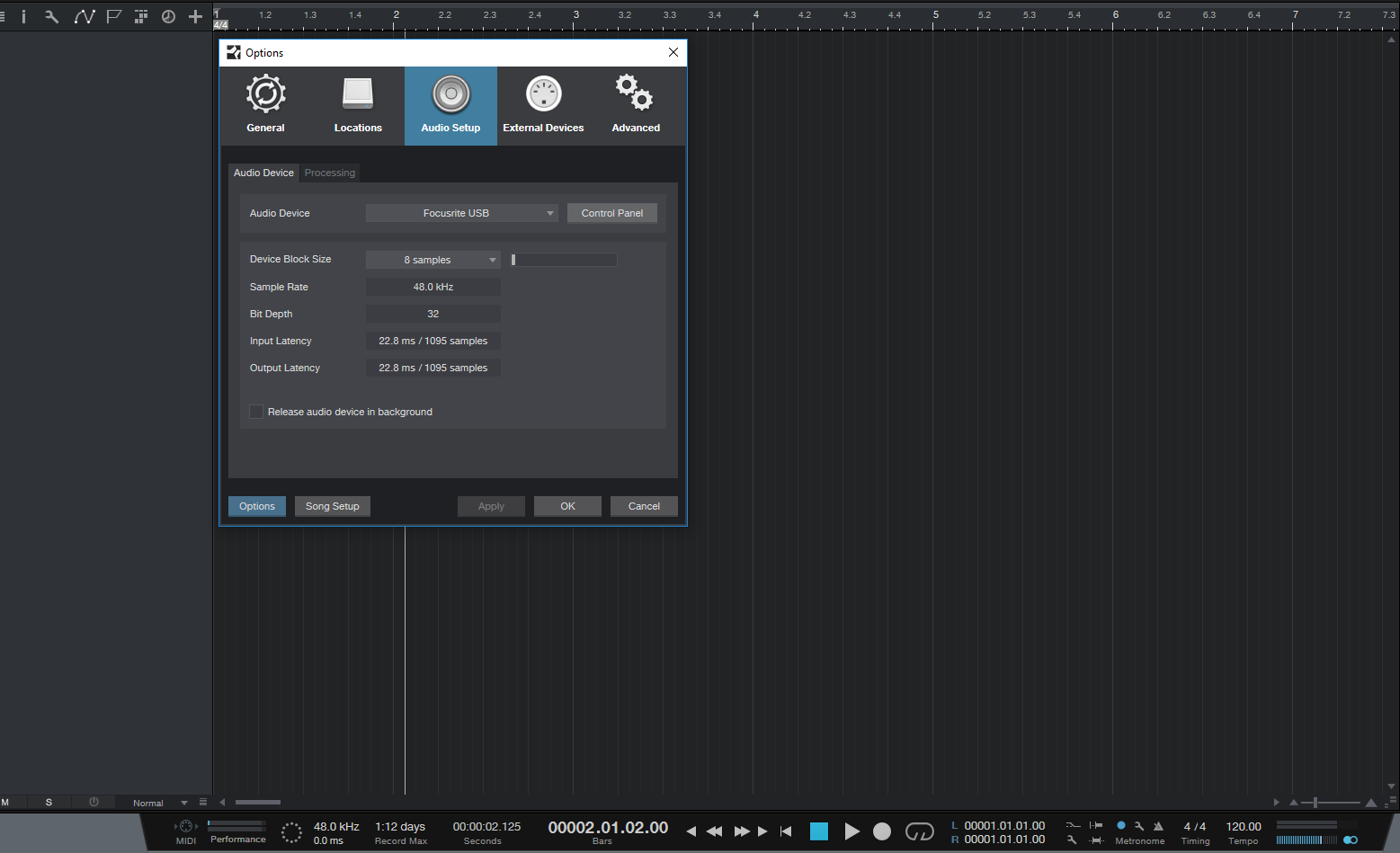 failed to open the audio device focusrite usb asio driver