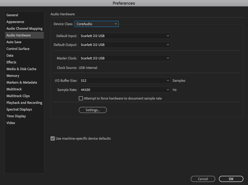 Recording in Adobe Audition for Mac – Focusrite