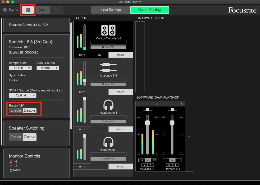 focusrite scarlett 2i2 phantom power