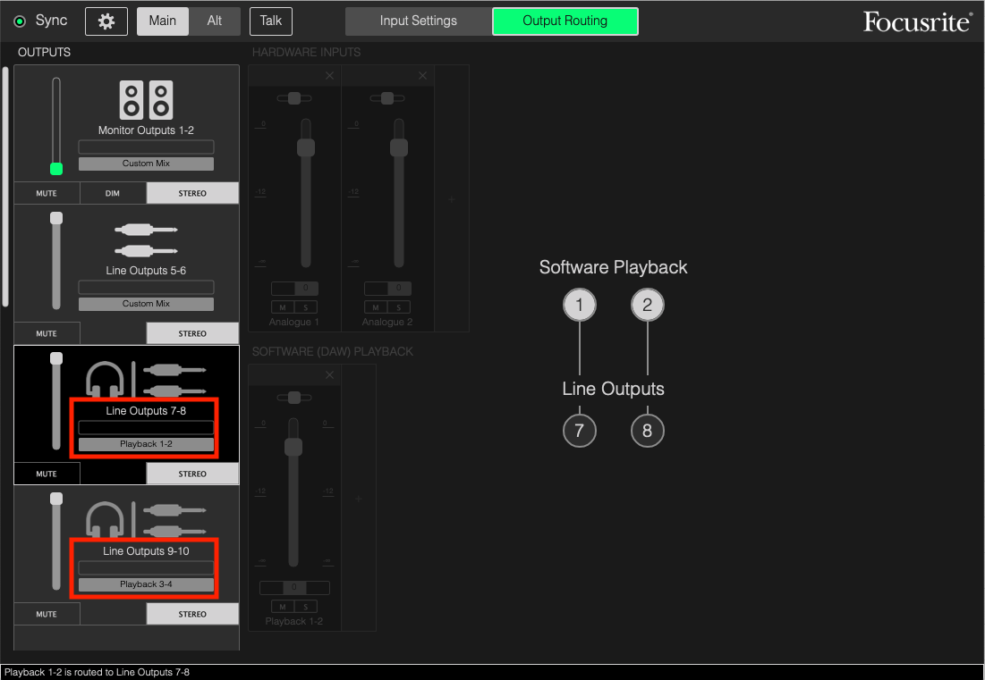 How do the headphone outputs work on the Scarlett 18i20? Focusrite