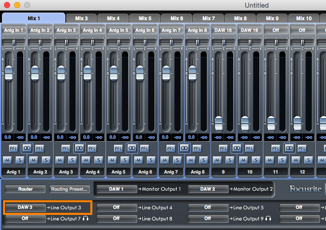 route audio to headphones saffire mixcontrol